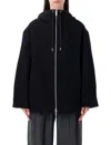 Studio Nicholson Parka With Hood And Drawstring Detail In Blue