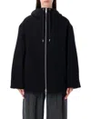 Studio Nicholson Parka With Hood And Drawstring Detail In Black