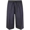 Studio Nicholson Oversized Bermuda Shorts With Elastic Waist In Blue