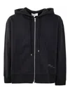 Studio Nicholson Fleece Back Zip Through Hoodie With Logo In Azul
