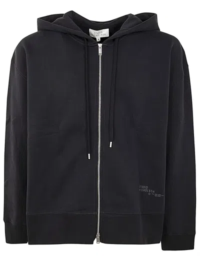 Studio Nicholson Fleece Back Zip Through Hoodie With Logo