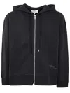 Studio Nicholson Fleece Back Zip Through Hoodie With Logo In Darkest Navy Logo