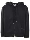 Studio Nicholson Fleece Back Zip Through Hoodie With Logo In Blue