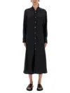 Studio Nicholson Long Sleeve Midi Length Dress In Black