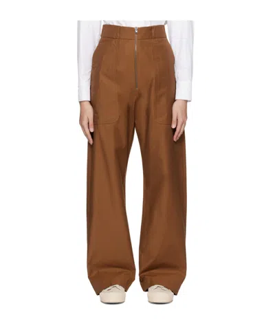 Studio Nicholson Front Zipper Casual Pants In Brown