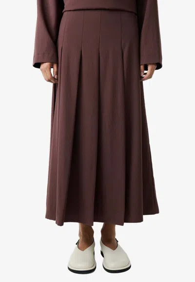Studio Nicholson Fuse Pleated Midi Skirt In Brown