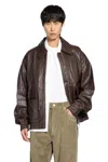 Studio Nicholson Piston Leather Zip-up Jacket In Brown