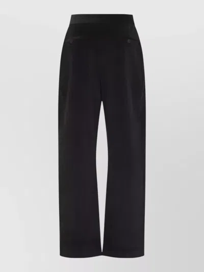 Studio Nicholson Espresso Grange Relaxed Curved Leg Trousers In Black