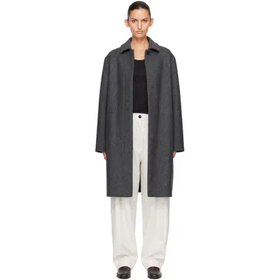 Studio Nicholson Gray Ria Wool Melton Overcoat In Blue