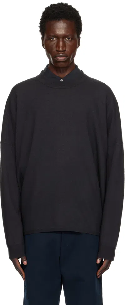 Studio Nicholson Gray Scafell Knit Sweater In Pewter