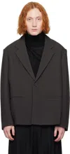 Studio Nicholson Oversized Blazer Notched Lapel Front Pockets In Oil