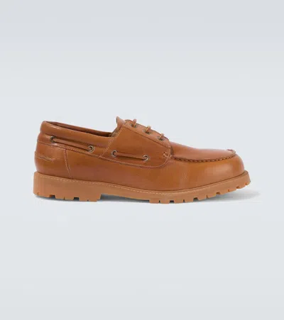 Studio Nicholson Gusto Leather Boat Shoes In Brown