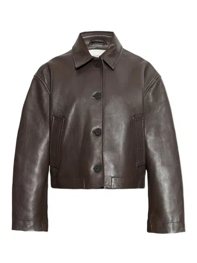 Studio Nicholson Hain Leather Jacket In Brown