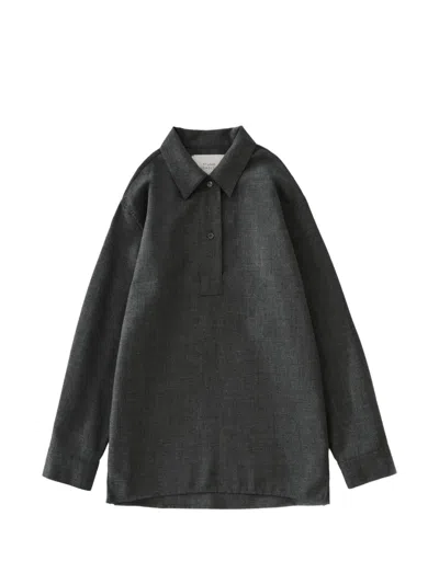 Studio Nicholson Half-placket Drop-shoulder Pinole Shirt In Gray