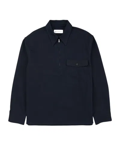 Studio Nicholson Half-zip Shirt In Blue