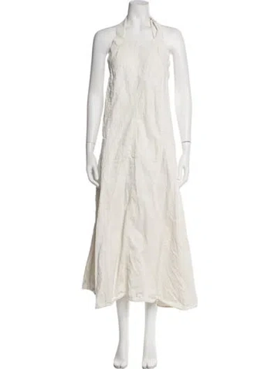 Pre-owned Studio Nicholson Halterneck Long Dress In Neutrals