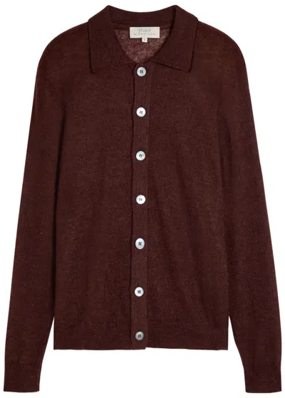 Studio Nicholson Hamto Mohair-blend Cardigan In Burgundy