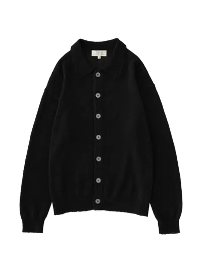Studio Nicholson Hamto Polo Button Cardigan In Black
