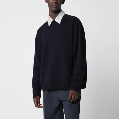 Studio Nicholson Hemyl Lambswool Mini Sweater For Men In Black