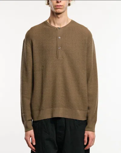 Studio Nicholson Henley Knit Sweater In Brown