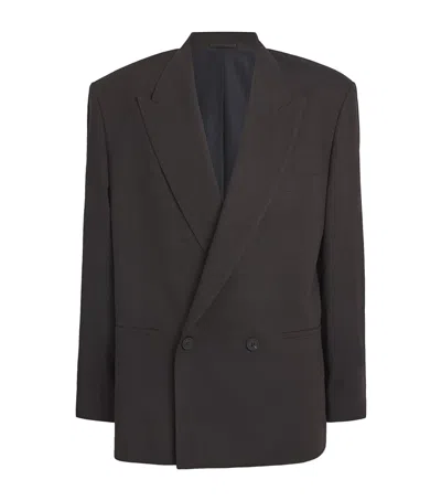Studio Nicholson Herringbone Double-breasted Blazer In Brown