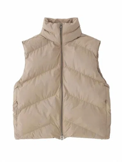 Studio Nicholson High Collar Quilted Puffer Vest In Brown