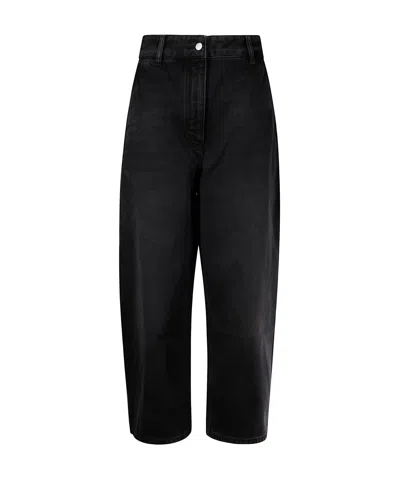 STUDIO NICHOLSON STUDIO NICHOLSON LOGO PATCH CROPPED WIDE-LEG JEANS