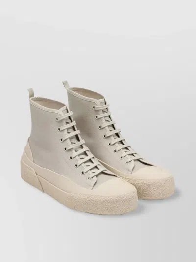 Studio Nicholson High-top Canvas Trainer Textured Sole In Neutral