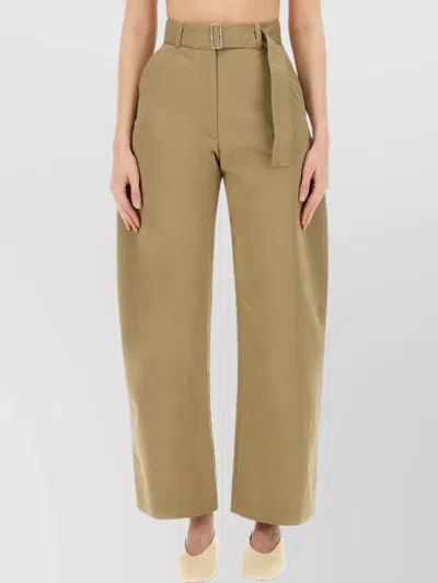 Studio Nicholson High Waist Wide-leg Trousers Belted In Beige