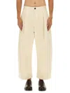 Studio Nicholson High-waisted Wide-leg Pants With Pleated Front In Neutral