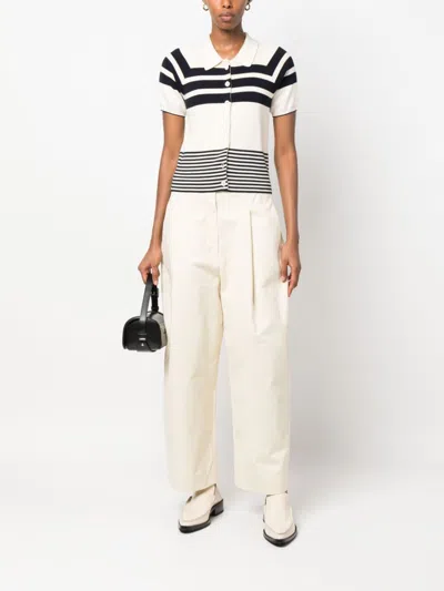 Studio Nicholson High-waisted Wide-leg Trousers In White