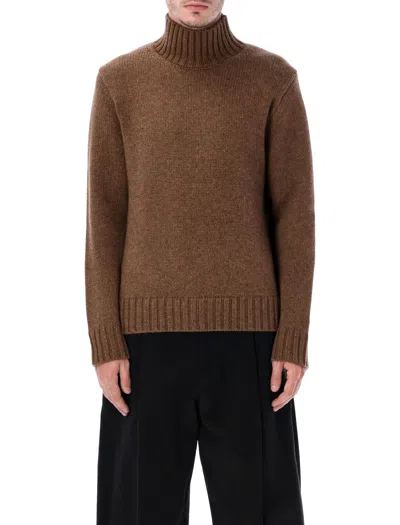 Studio Nicholson High-neck Chunky Knit Sweater - Size L In Brown