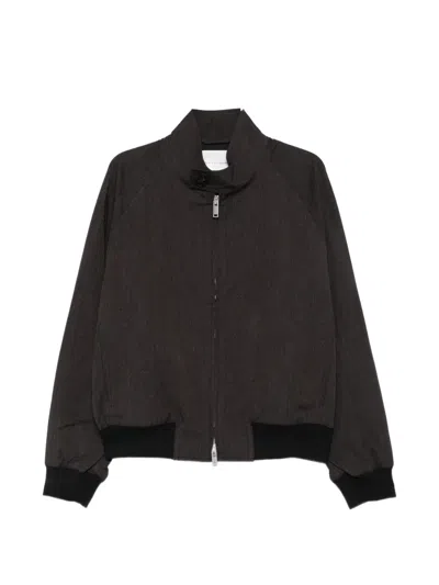 Studio Nicholson High-neck Zip-up Jacket In Brown