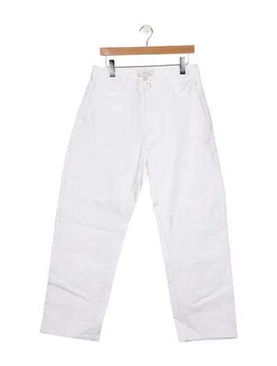 Pre-owned Studio Nicholson High-rise Straight Leg Jeans In White