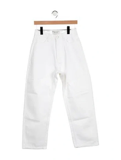 Pre-owned Studio Nicholson High-rise Straight Leg Jeans In White