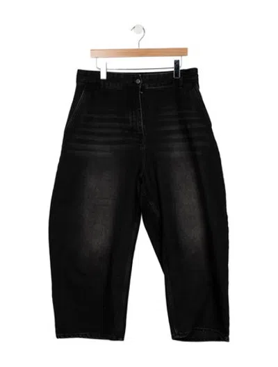 Pre-owned Studio Nicholson High-rise Wide Leg Jeans In Black