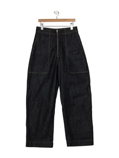 Pre-owned Studio Nicholson High-rise Wide Leg Jeans In Blue