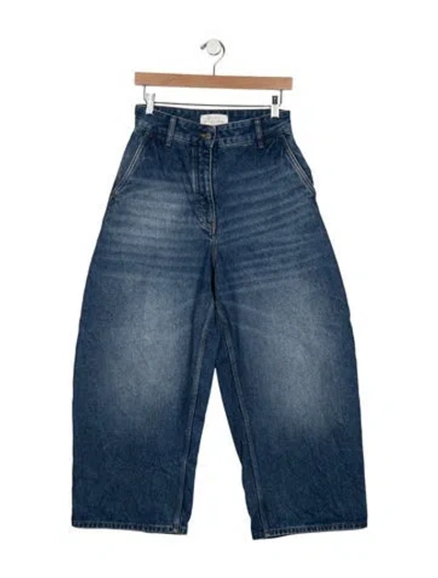 Pre-owned Studio Nicholson High-rise Wide Leg Jeans In Blue