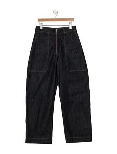 Pre-owned Studio Nicholson High-rise Wide Leg Jeans In Blue