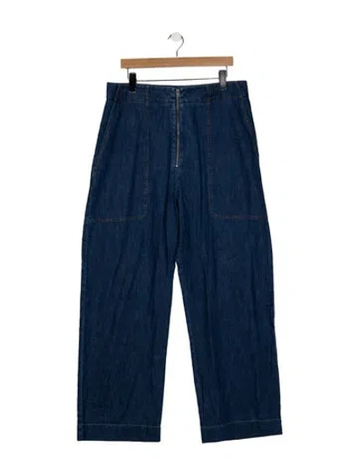 Pre-owned Studio Nicholson High-rise Wide Leg Jeans In Blue