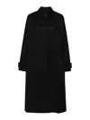 Studio Nicholson Black Coat With Concealed Button Placket In Black