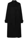 Studio Nicholson Black Coat With Concealed Button Placket In Blue