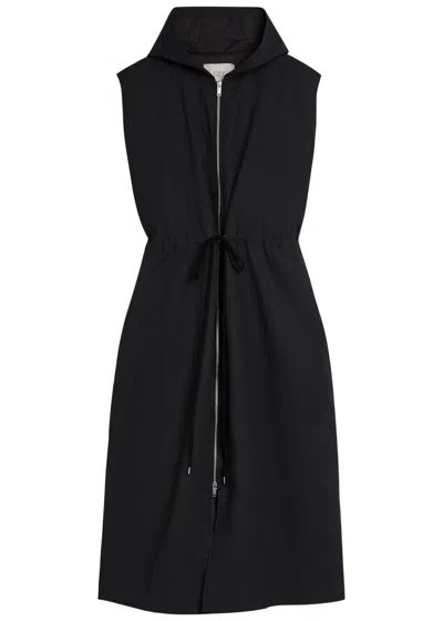 Studio Nicholson Hooded Drawstring Midi Dress In Black