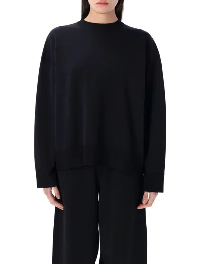 Studio Nicholson Black Crewneck Long Sleeve T-shirt In Navy