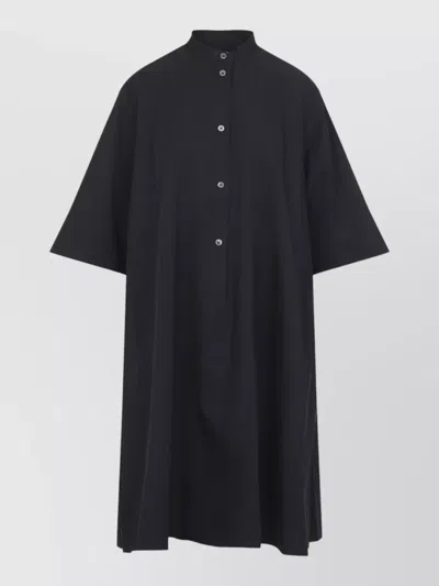 Studio Nicholson Ikela Dress Long Length Mandarin Collar Sleeves In Black