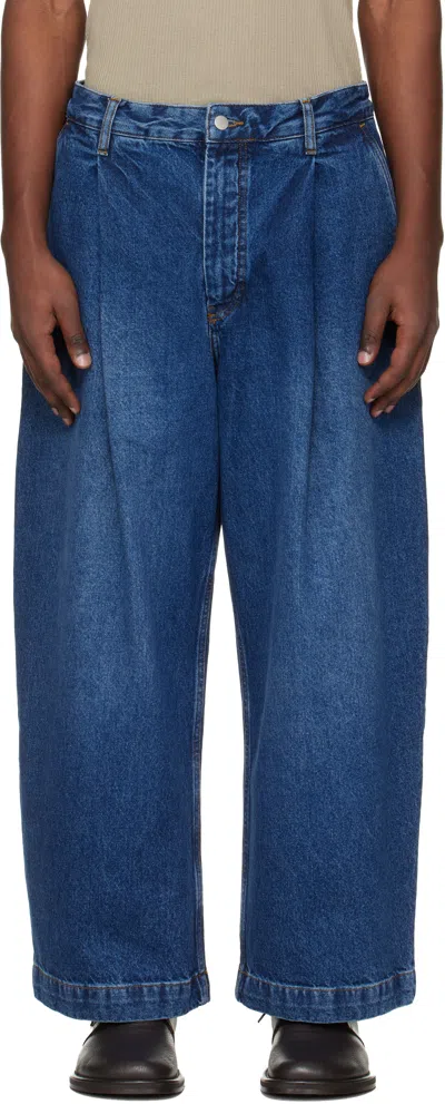 Studio Nicholson Indigo Puch Italian Denim Jeans In Blue