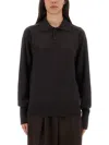Studio Nicholson Blue Solid Shirt Collar Sweater In Black