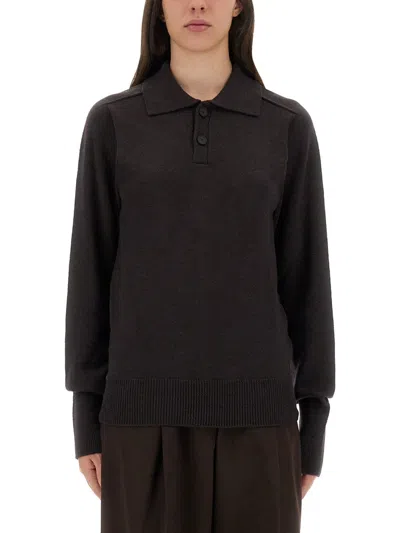 Studio Nicholson "inverness" Shirt With Polo Collar In Black