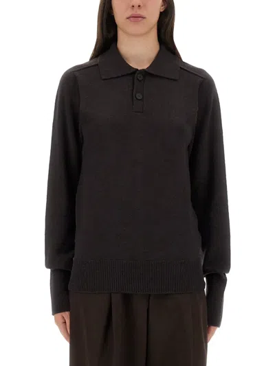 Studio Nicholson Inverness Shirt With Polo Collar In Brown