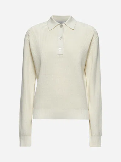 Studio Nicholson Ivory Cotton Knit Chesapeake Polo Shirt In White